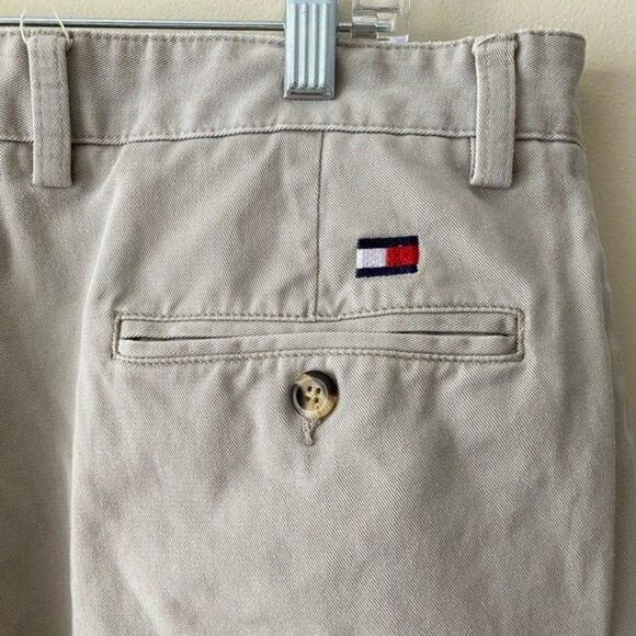 Tommy Hillfiger Vintage Pleated Chinos Casual Cotton Pants Beige Size 38X30 - Picture 9 of 13
